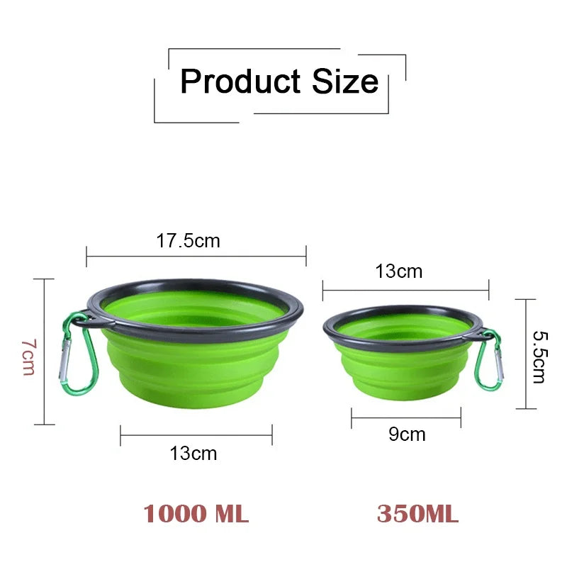 2-in-1 Collapsible Silicone Pet Bowl with Carabiner – Travel Food & Water Feeder for Dogs & Cats