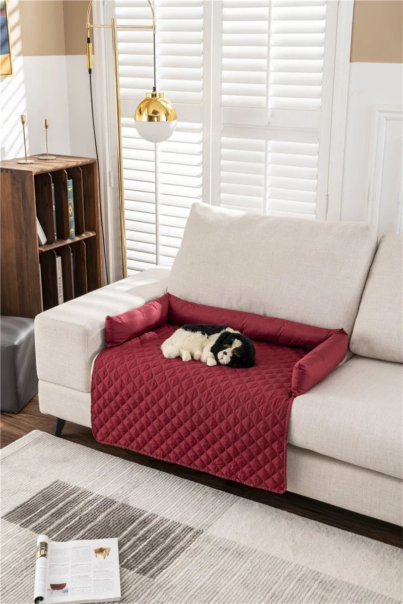Waterproof sofa pet bed with neck pillow, couch cover & travel mat for Dogs & Cats