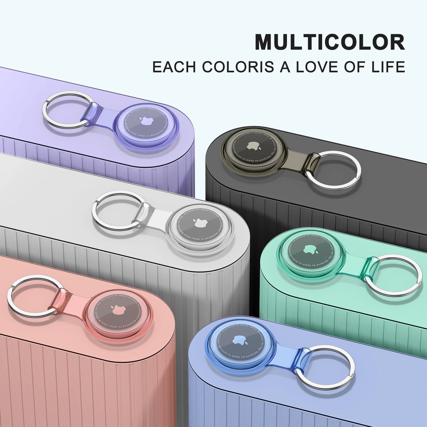 TPU AirTag Holder Keychain – Waterproof Anti-Lost Cover for Pet Collars, Keys & Bags
