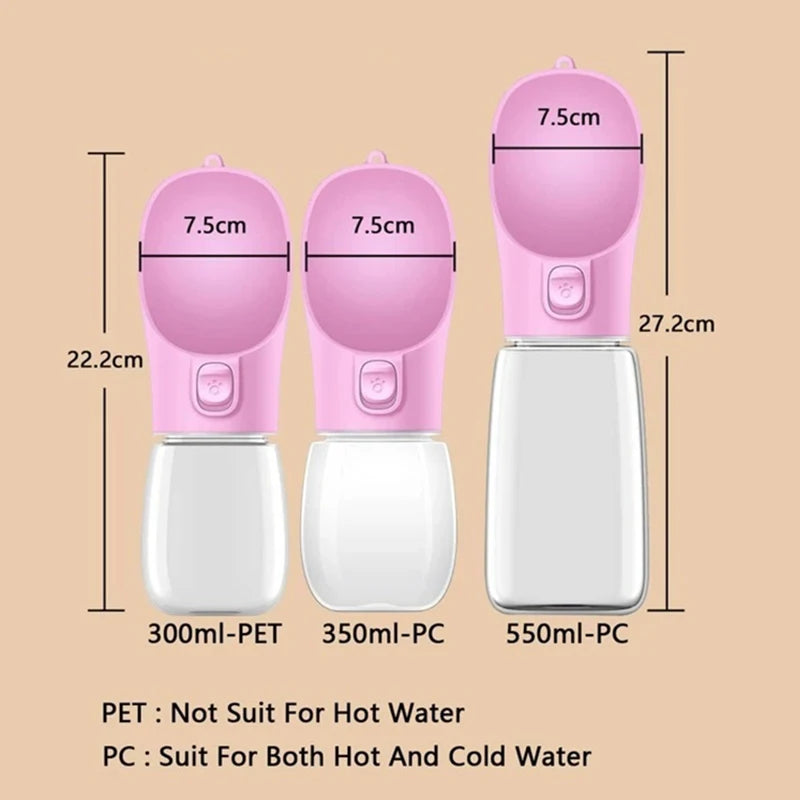Portable Leakproof Dog Water Bottle – For Walks, Travel & Outdoor Adventures (350ml/550ml)
