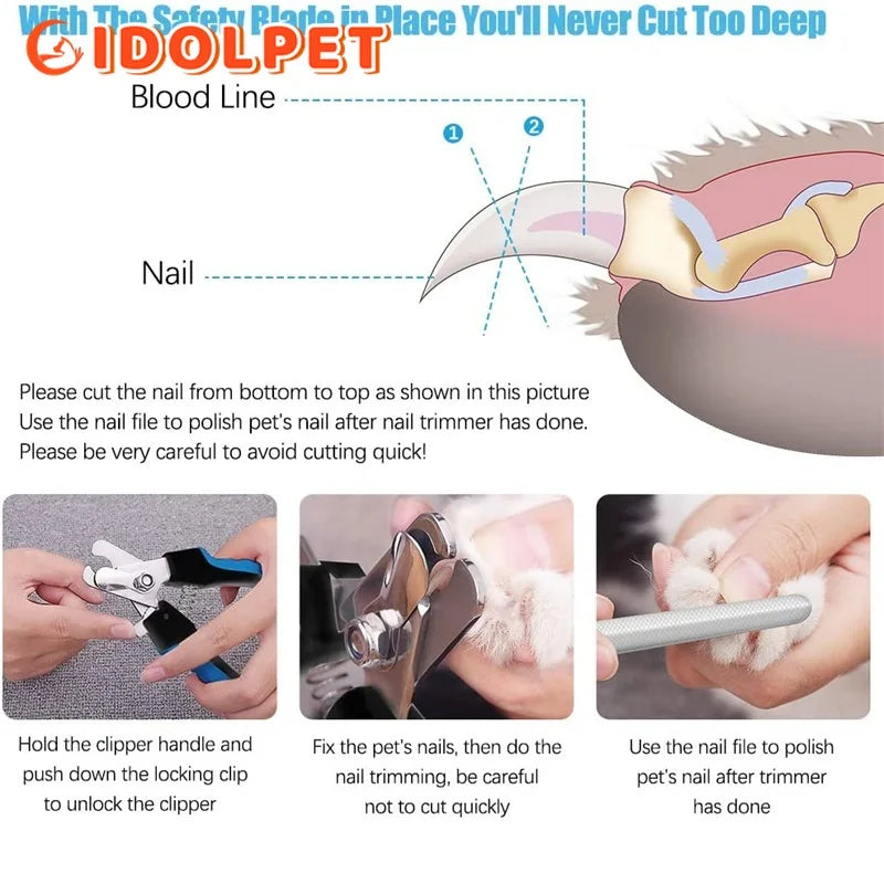 Professional Pet Nail Clippers with Safety Guard – Stainless Steel for Dogs & Cats