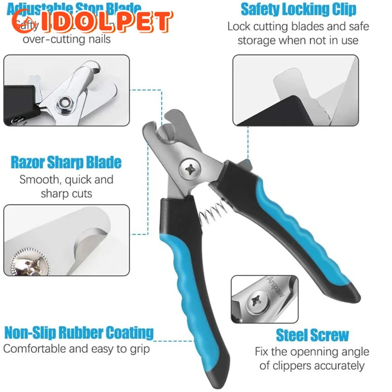 Professional Pet Nail Clippers with Safety Guard – Stainless Steel for Dogs & Cats