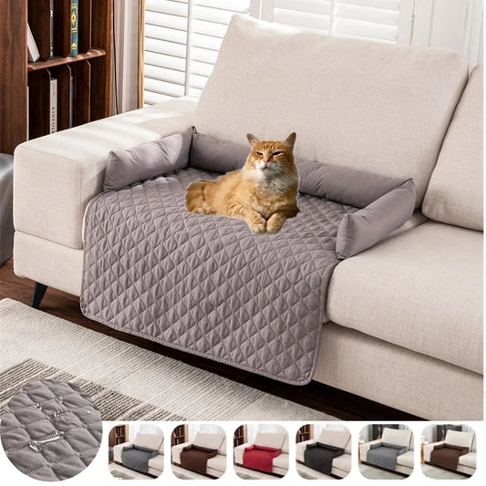Waterproof sofa pet bed with neck pillow, couch cover & travel mat for Dogs & Cats