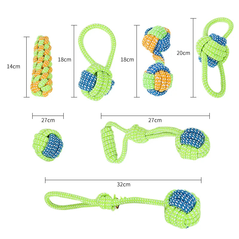 Interactive cotton rope dog toys, Chew & Tug set for small to large dogs.