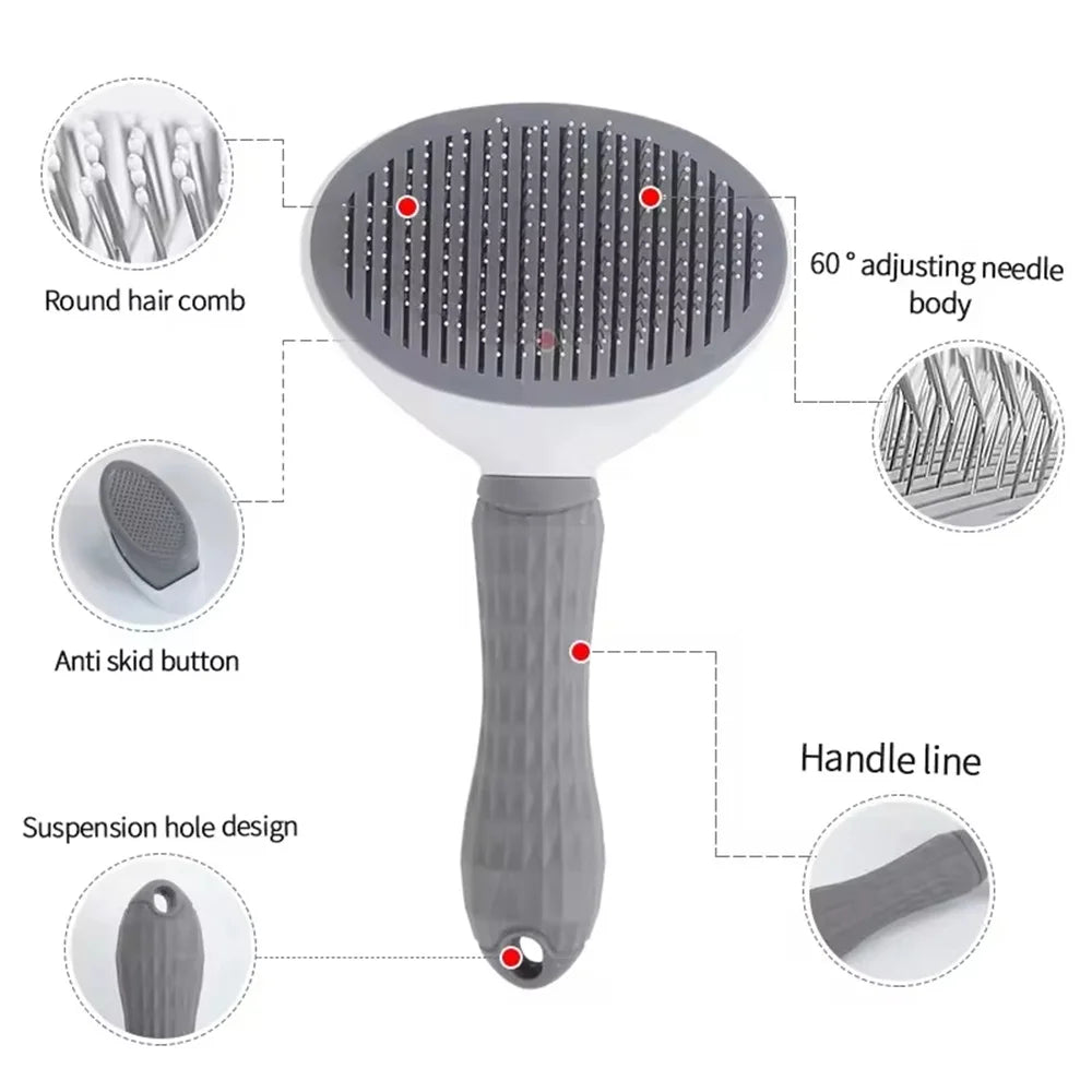 Self-Cleaning Slicker Brush for Dogs & Cats – Pet Hair Removal Grooming Comb