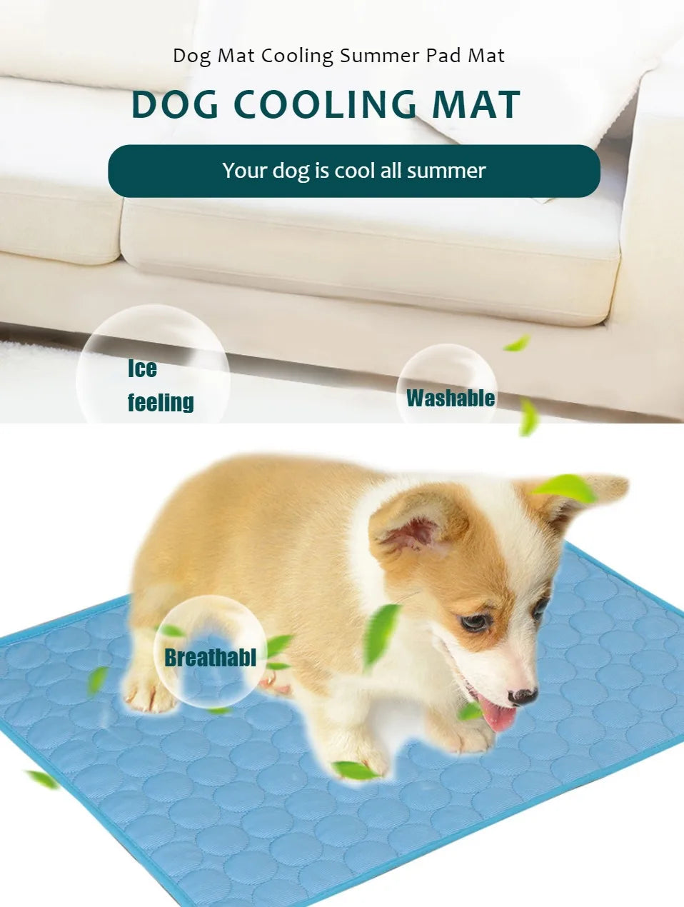 Cooling pet mat for Dogs & Cats, Self cooling, lightweight, Summer relief bed