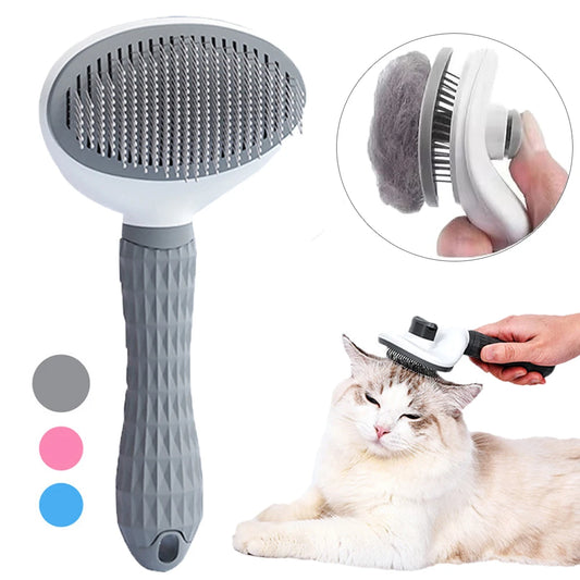 Self-Cleaning Slicker Brush for Dogs & Cats – Pet Hair Removal Grooming Comb