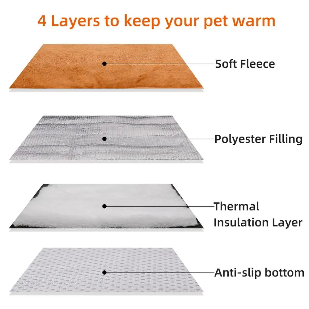 Self Heating Pet Bed - Warm flannel mat for Dogs & Cats, ideal for winter & seniors