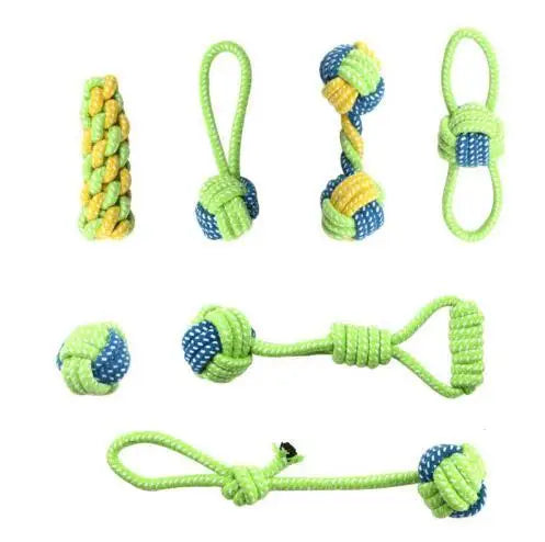 Interactive cotton rope dog toys, Chew & Tug set for small to large dogs.