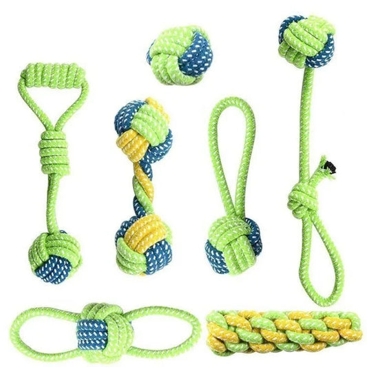 Interactive cotton rope dog toys, Chew & Tug set for small to large dogs.