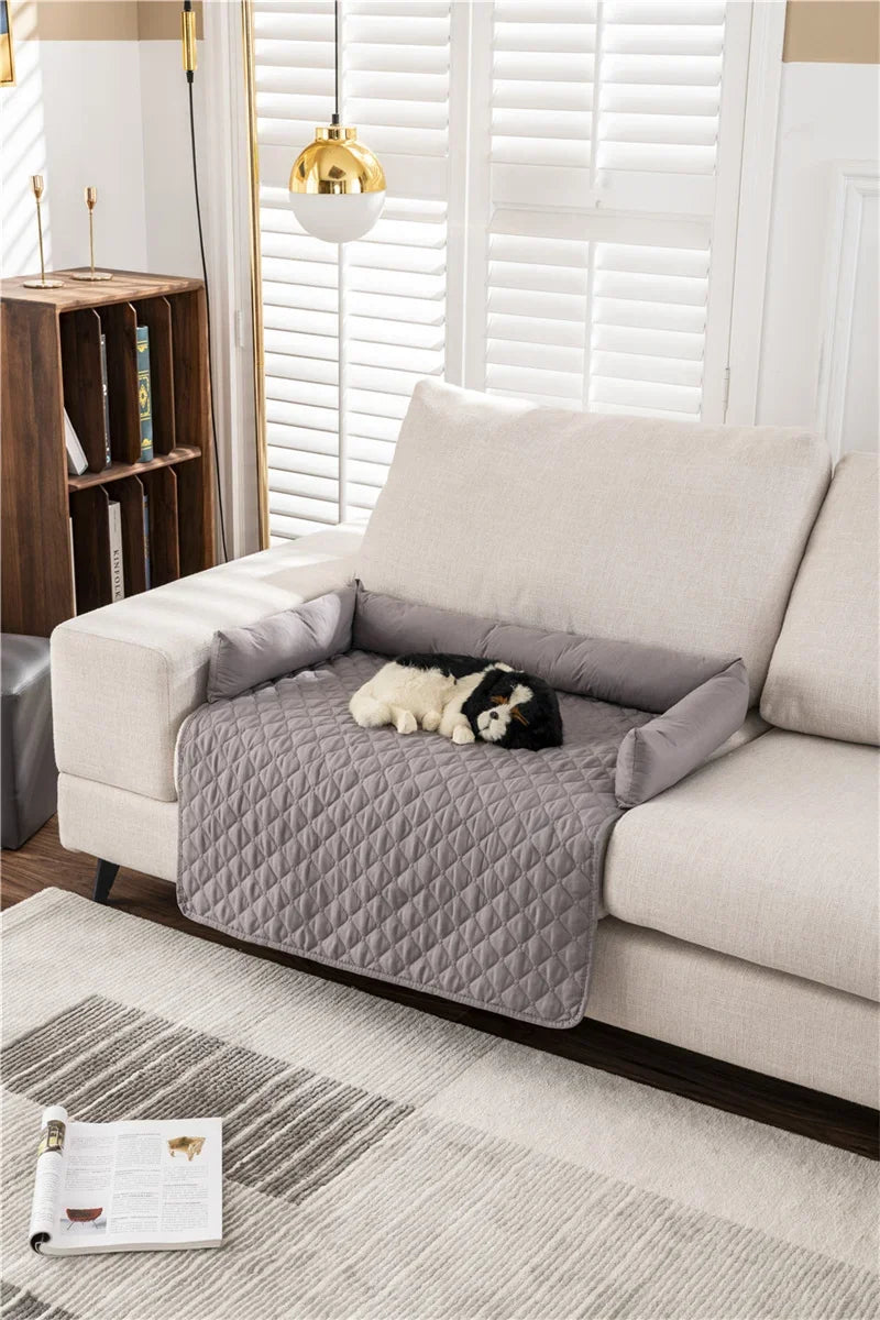 Waterproof sofa pet bed with neck pillow, couch cover & travel mat for Dogs & Cats