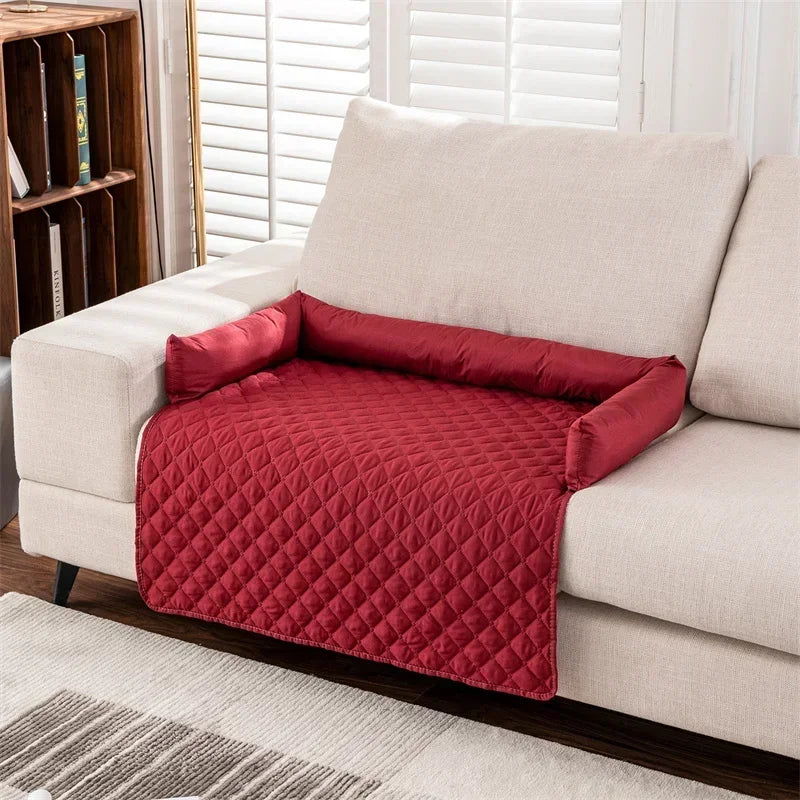 Waterproof sofa pet bed with neck pillow, couch cover & travel mat for Dogs & Cats