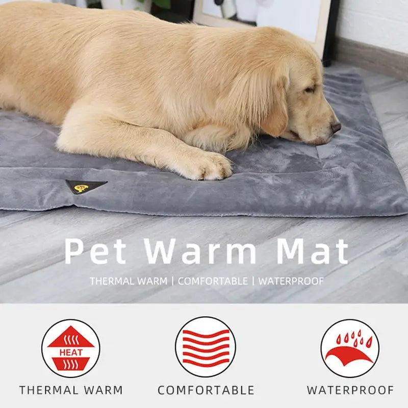 Self Heating Pet Bed - Warm flannel mat for Dogs & Cats, ideal for winter & seniors