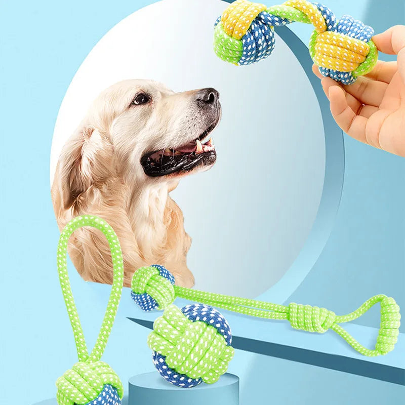Interactive cotton rope dog toys, Chew & Tug set for small to large dogs.